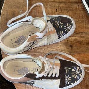 Vans Floral Canvas Sneakers - Black, White, Tan